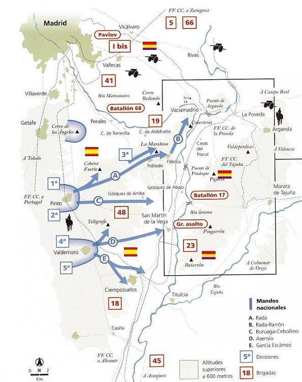 MAPA DE OPERACIONES BATALLA DEL JARAMA